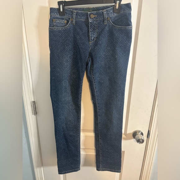 Ralph Lauren Patterned Blue skinny Jeans size 4 EUC - Picture 1 of 4